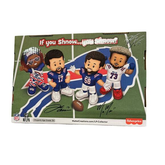 Buffalo Bills NWT 2024 Little People collector J. Allen, Dawkins Milano NEW - Picture 2 of 4
